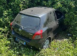 Incidente ad Aprilia, esce di strada e finisce con l'auto nel fosso