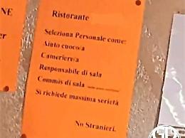 "No stranieri": l'offerta di lavoro del ristorante in chiave razzista