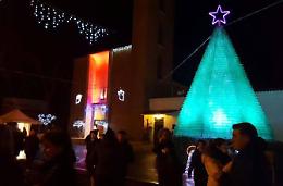 Un albero di bottiglie riciclate per il Natale