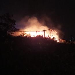 Una stalla in fiamme Animali carbonizzati