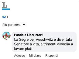 Memoria, post choc dell'associazione: "Segre senatrice per Auschwitz"