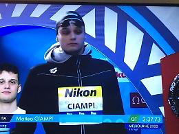 Mondiali Nuoto a Melbourne, Ciampi ultimo in finale dei  400