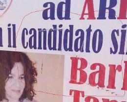 Svastica incisa con una chiave sul manifesto del candidato sindaco Barbara Tamanti