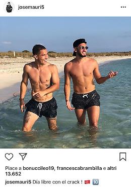 Milinkovic-Savic, Romagnoli, Calhanoglu e Josè Mauri: relax a Palmarola