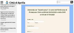 Coronavirus, online sul sito del Comune di Aprilia il modulo per i buoni spesa