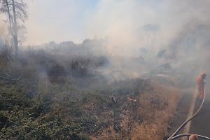 Vasto incendio sul ponte del Canale Mussolini: chiusa la SS7 Appia
