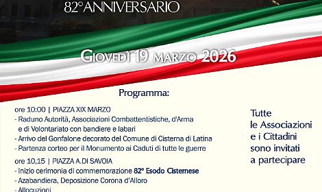 Cisterna celebra l&rsquo;Esodo Cisternese: programma del 19 marzo e vincitori del Premio Cisterna