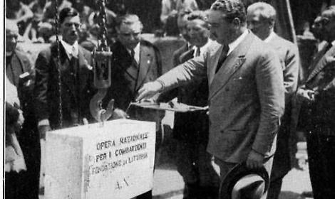 Fondazione di Littoria, la Posa della prima pietra.