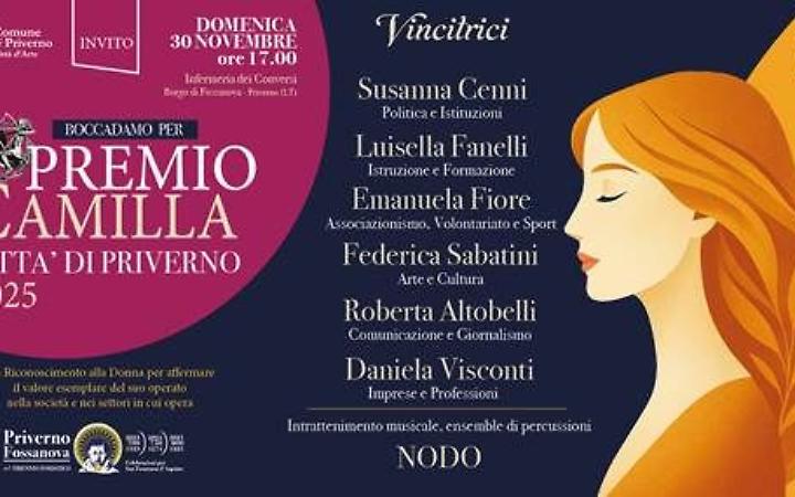 Tutto pronto per la VI edizione del Premio Camilla Citt&agrave; di Priverno